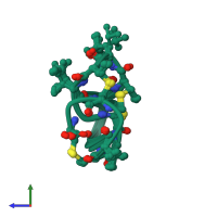 PDB entry 1aj1 coloured by chain, ensemble of 15 models, side view.