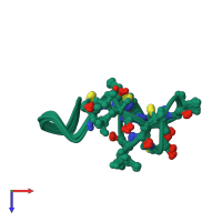 PDB entry 1aj1 coloured by chain, ensemble of 15 models, top view.