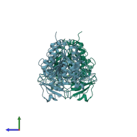 PDB entry 1ajd coloured by chain, side view.