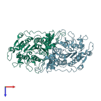 PDB entry 1ajd coloured by chain, top view.