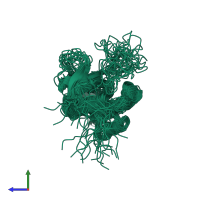 PDB entry 1aje coloured by chain, ensemble of 20 models, side view.