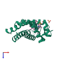 PDB entry 1ajg coloured by chain, top view.