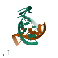 PDB entry 1ajl coloured by chain, side view.