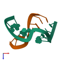 PDB entry 1ajl coloured by chain, top view.