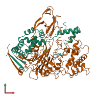 PDB entry 1ajn coloured by chain, front view.