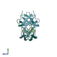 PDB entry 1ajv coloured by chain, side view.