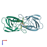 PDB entry 1ajv coloured by chain, top view.