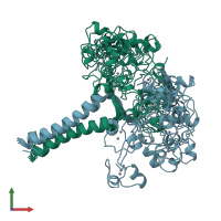 PDB entry 1ajy coloured by chain, ensemble of 13 models, front view.