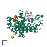 PDB entry 1ak0 coloured by chain, top view.