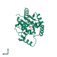 PDB entry 1ak2 coloured by chain, side view.