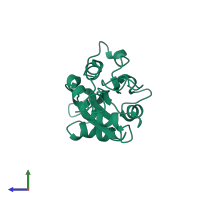 PDB entry 1ak6 coloured by chain, side view.