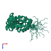 PDB entry 1ak7 coloured by chain, ensemble of 20 models, top view.