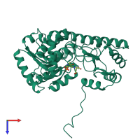 PDB entry 1akb coloured by chain, top view.