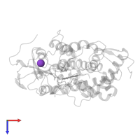 POTASSIUM ION in PDB entry 1akd, assembly 1, top view.