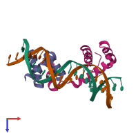 PDB entry 1akh coloured by chain, top view.