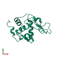 PDB entry 1aki coloured by chain, front view.
