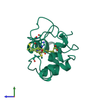 PDB entry 1akk coloured by chain, side view.