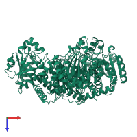 Ornithine carbamoyltransferase subunit I in PDB entry 1akm, assembly 1, top view.