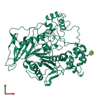 PDB entry 1akn coloured by chain, front view.