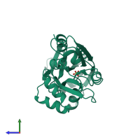 PDB entry 1al3 coloured by chain, side view.