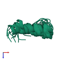 PDB entry 1alg coloured by chain, ensemble of 10 models, top view.