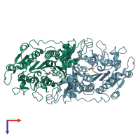 PDB entry 1alk coloured by chain, top view.