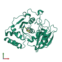 PDB entry 1aln coloured by chain, front view.