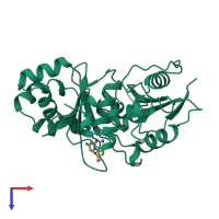 PDB entry 1aln coloured by chain, top view.