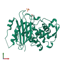 PDB entry 1alq coloured by chain, front view.