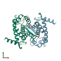 PDB entry 1alv coloured by chain, front view.