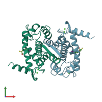 PDB entry 1alw coloured by chain, front view.