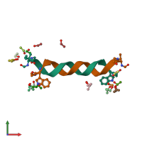 PDB entry 1alz coloured by chain, front view.