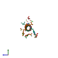 PDB entry 1alz coloured by chain, side view.