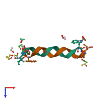 PDB entry 1alz coloured by chain, top view.