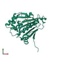 PDB entry 1am1 coloured by chain, front view.