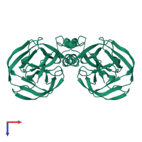 Homo dimeric assembly 1 of PDB entry 1am2 coloured by chemically distinct molecules, top view.