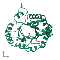 PDB entry 1amk coloured by chain, front view.