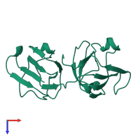 PDB entry 1amm coloured by chain, top view.