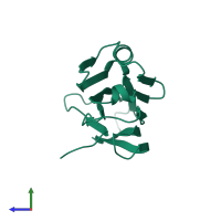 Monomeric assembly 1 of PDB entry 1amx coloured by chemically distinct molecules, side view.