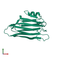 Collagen adhesin in PDB entry 1amx, assembly 1, front view.