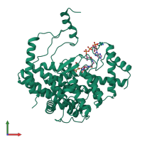 PDB entry 1amz coloured by chain, front view.