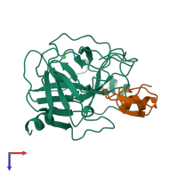 PDB entry 1an1 coloured by chain, top view.