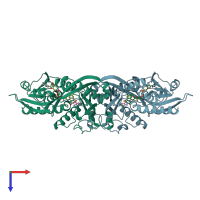 PDB entry 1an9 coloured by chain, top view.