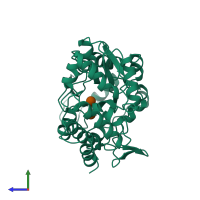 PDB entry 1anf coloured by chain, side view.