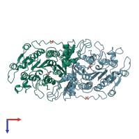 PDB entry 1anj coloured by chain, top view.