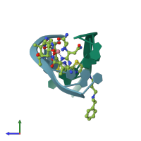 PDB entry 1ao1 coloured by chain, side view.