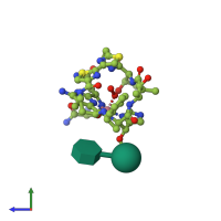 PDB entry 1ao4 coloured by chain, side view.