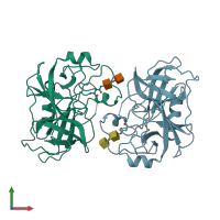 PDB entry 1ao5 coloured by chain, front view.