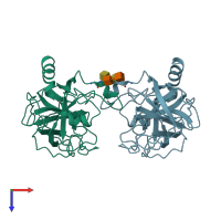 PDB entry 1ao5 coloured by chain, top view.