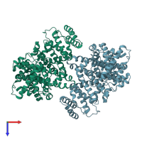PDB entry 1ao6 coloured by chain, top view.